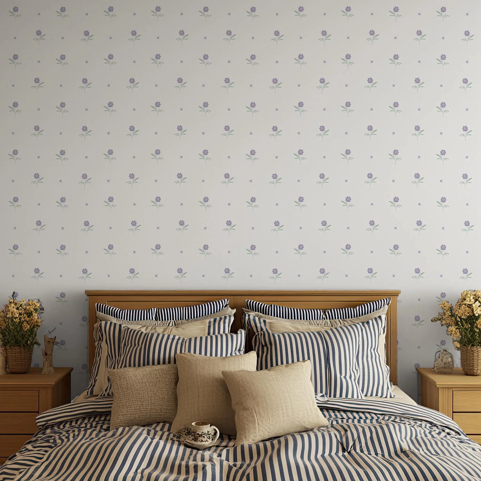 Herbal Wallpaper - Leichte, florale, botanische, minimalistische Tapete zum