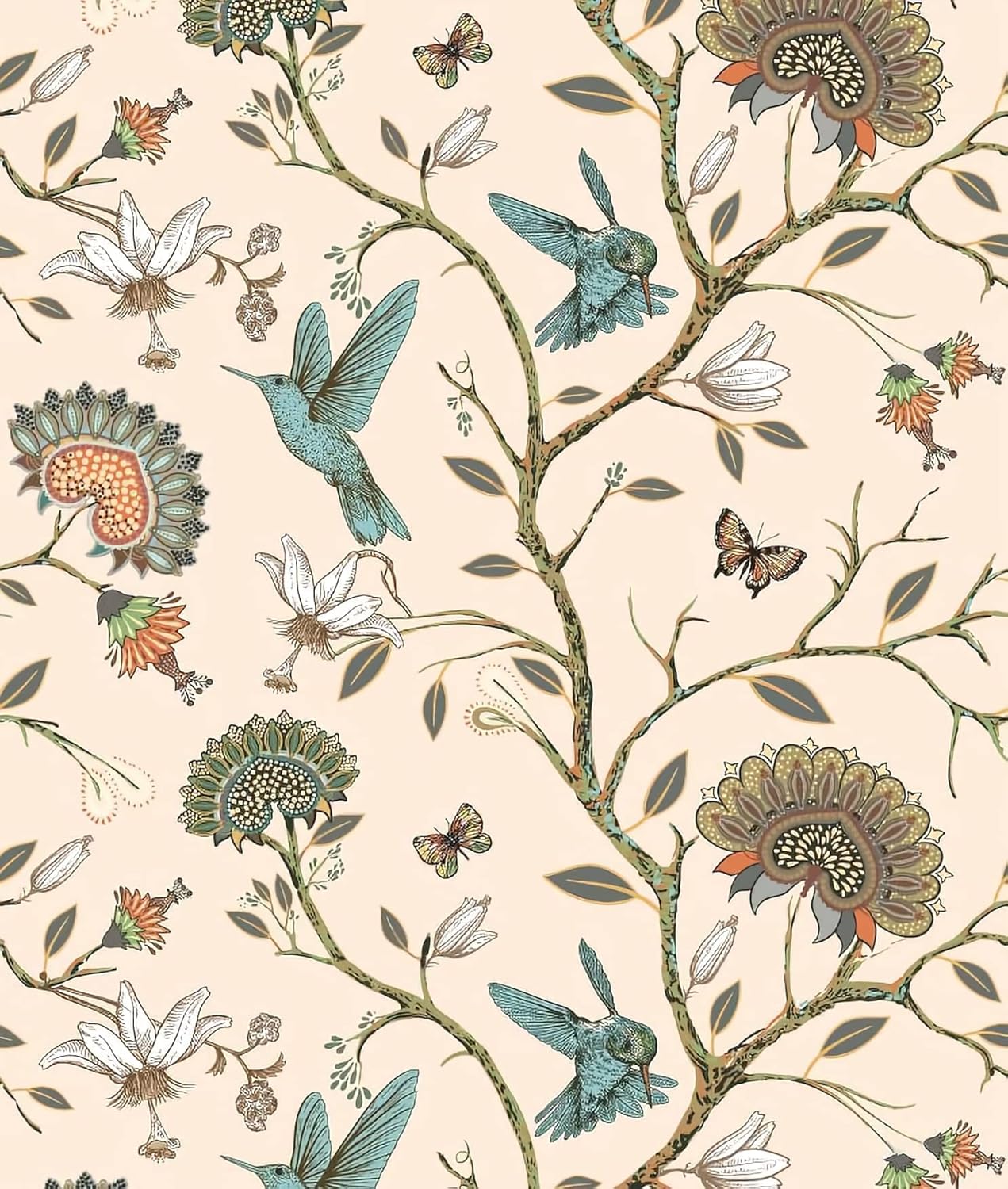 Herbal Wallpaper - Vogel-Tapete, abnehmbares, selbstklebendes, bedrucktes Wandpapier, dekoratives