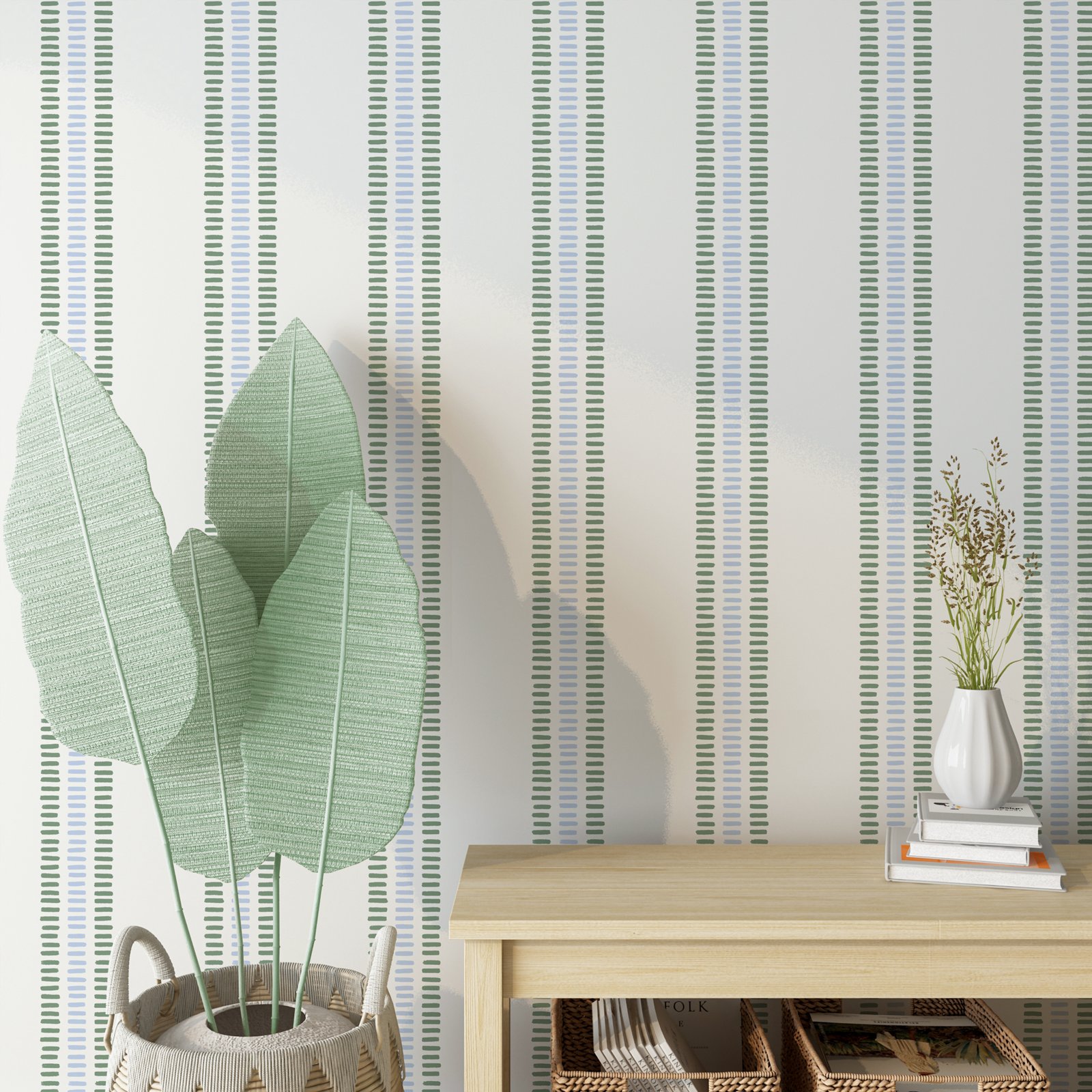 Sommerstreifen in weicher blau – Herbal Wallpaper Bewertung und Preis
