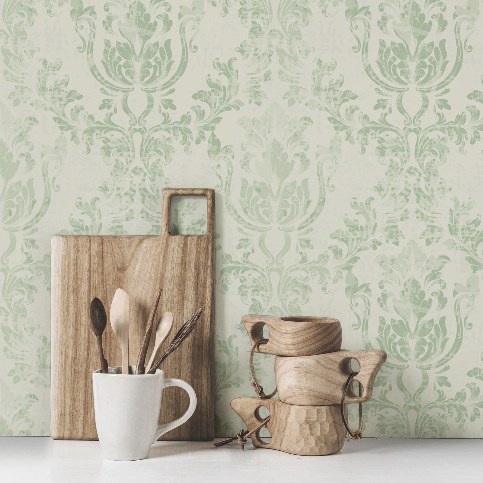 Vintage grüne Damast-Tapetenro – Herbal Wallpaper Bewertung und Preis
