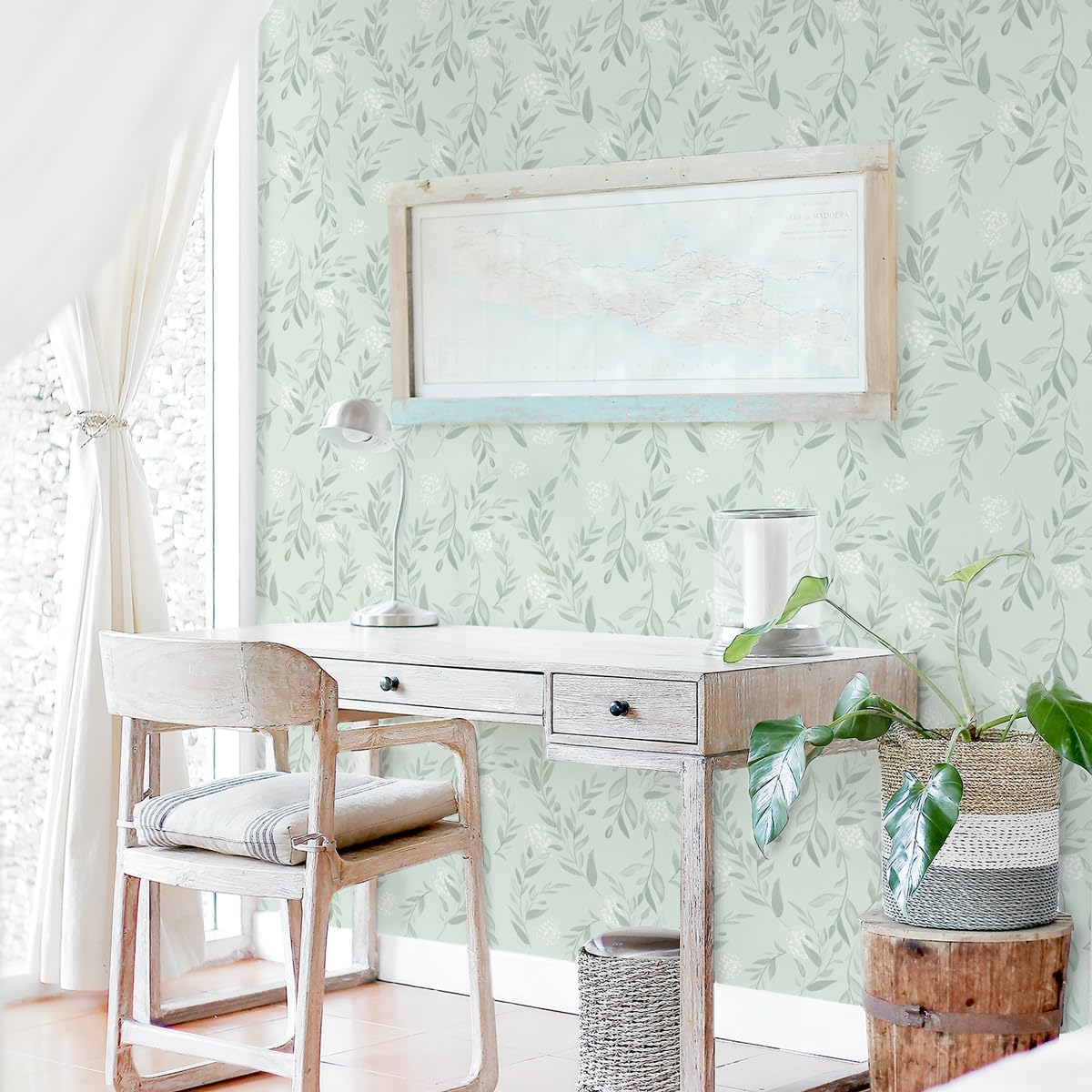 Salbeigrüne Blatt-Tapete zum A – Herbal Wallpaper Bewertung und Preis