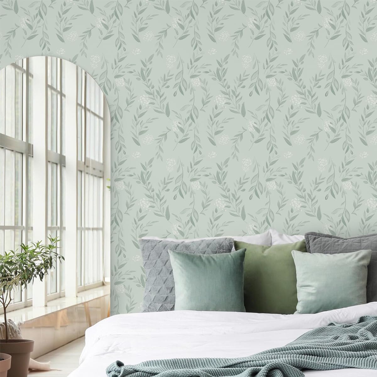 Salbeigrüne Blatt-Tapete zum A – Herbal Wallpaper Bewertung und Preis